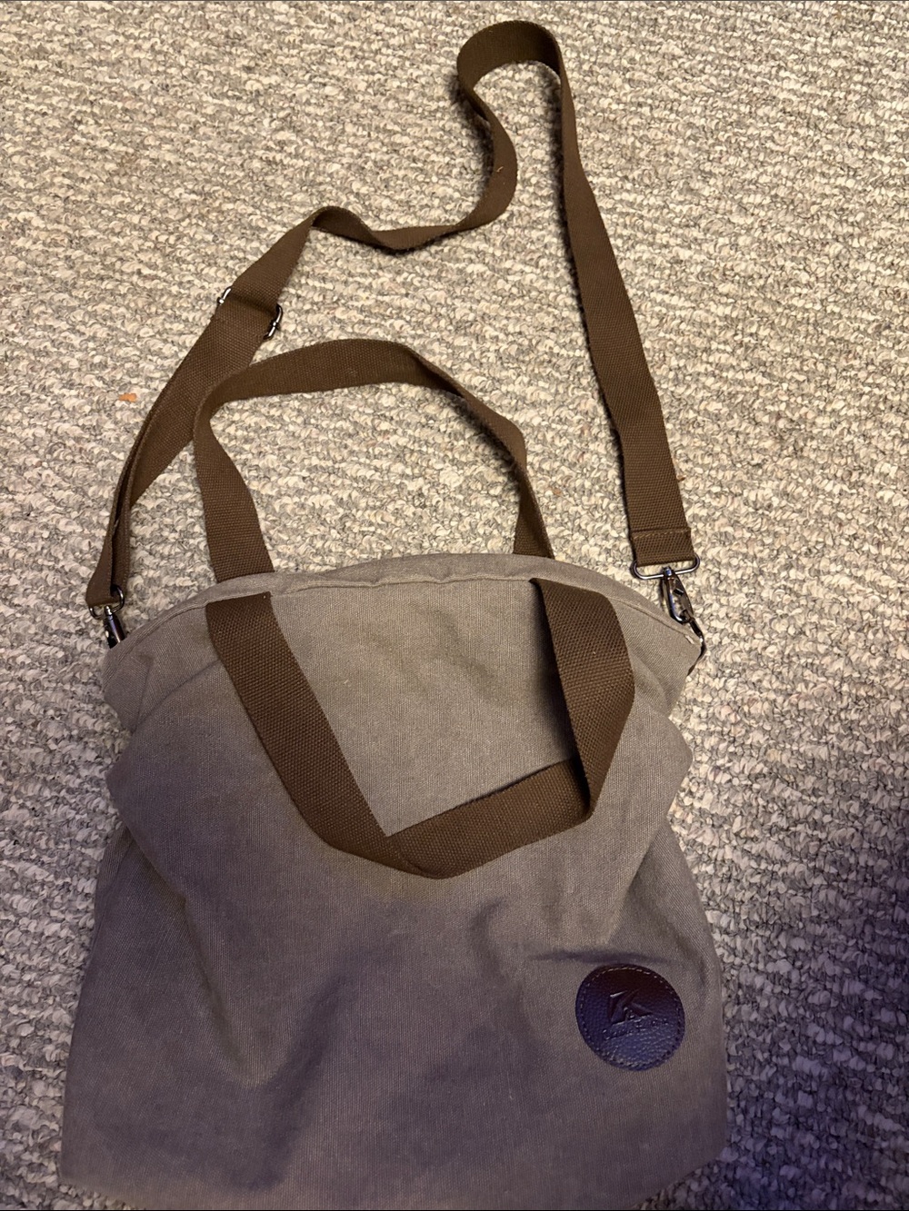 Canvas Tote Crossbody Bag in Brown